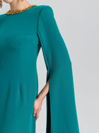 Beaded Cape Sleeve A-Line Gown - Social Queen