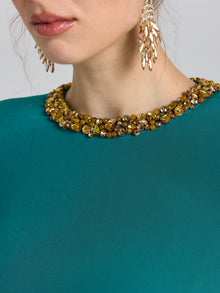 Beaded Cape Sleeve A-Line Gown - Social Queen