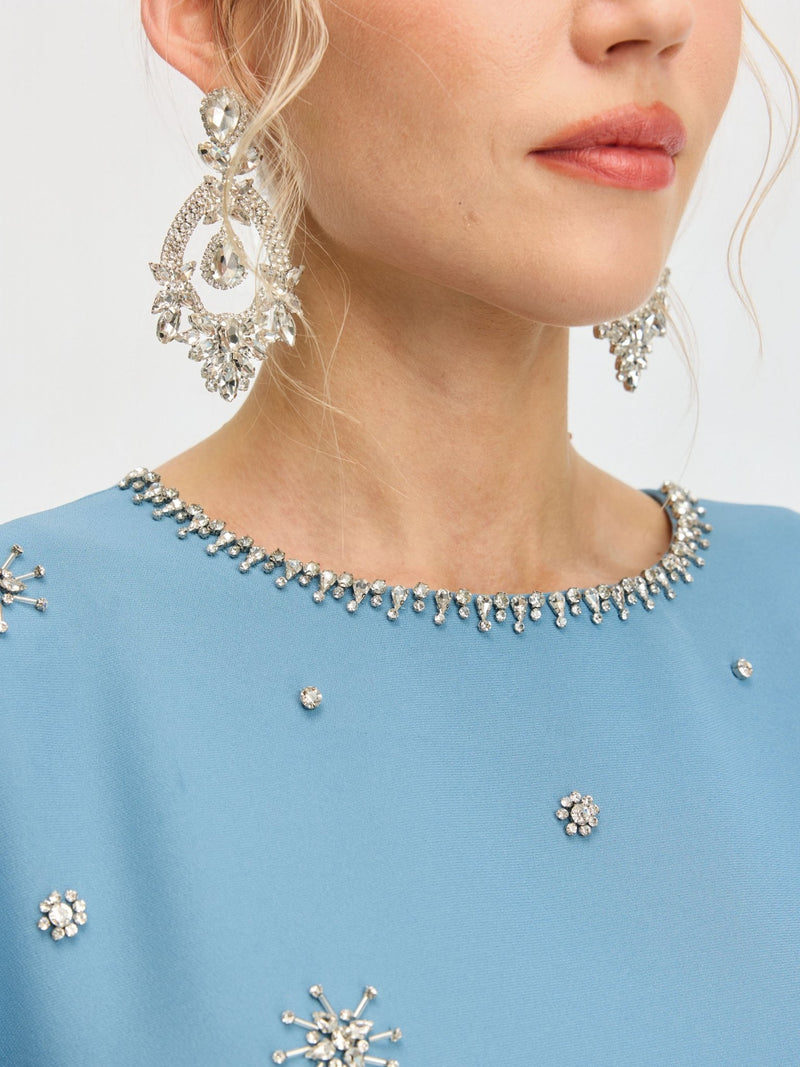 Beaded Crystal Embellished Dress - Social Queen