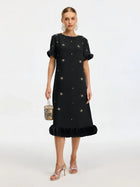 Beaded Crystal Embellished Dress - Social Queen
