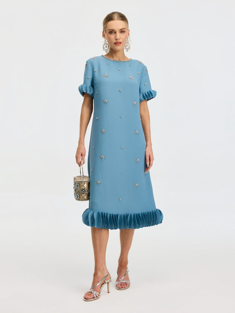 Beaded Crystal Embellished Dress - Social Queen