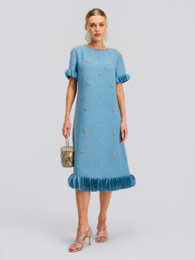 Beaded Crystal Embellished Dress - Social Queen