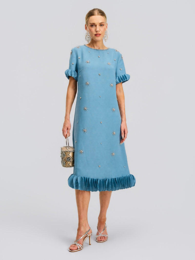 Beaded Crystal Embellished Dress - Social Queen