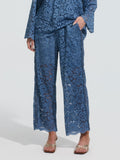 Beaded Cutwork Lace Wide-Leg Pants - Social Queen