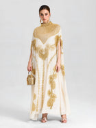 Beaded Embroidered Cape Dress - Social Queen