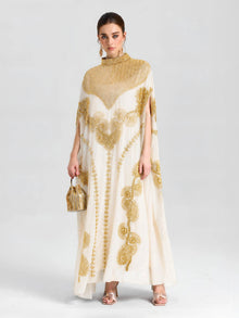 Beaded Embroidered Cape Dress - Social Queen