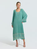 Beaded Embroidered Mulberry Silk Dress - Social Queen