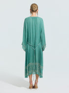 Beaded Embroidered Mulberry Silk Dress - Social Queen