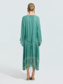 Beaded Embroidered Mulberry Silk Dress - Social Queen