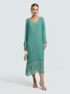 Beaded Embroidered Mulberry Silk Dress - Social Queen