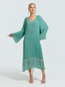 Beaded Embroidered Mulberry Silk Dress - Social Queen
