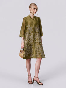 Beaded Embroidered Shirt Dress - Social Queen