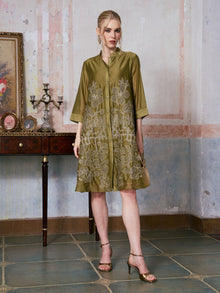 Beaded Embroidered Shirt Dress - Social Queen