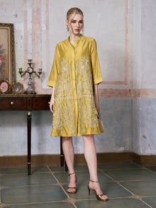 Beaded Embroidered Shirt Dress - Social Queen