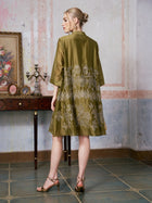 Beaded Embroidered Shirt Dress - Social Queen