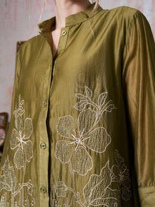 Beaded Embroidered Shirt Dress - Social Queen
