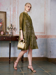 Beaded Embroidered Shirt Dress - Social Queen