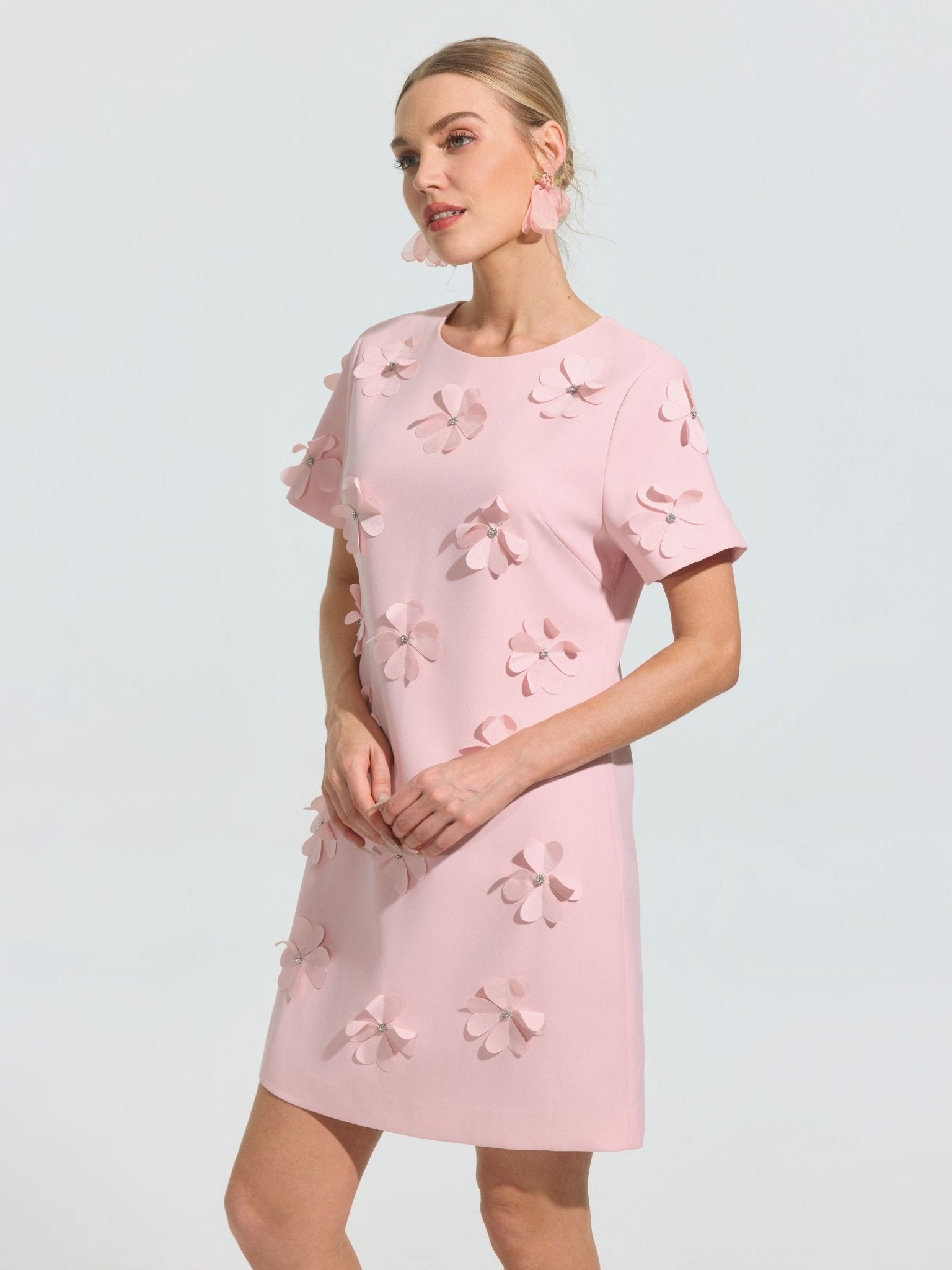 Beaded Floral Appliqué Dress - Social Queen