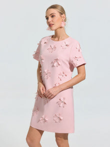 Beaded Floral Appliqué Dress - Social Queen