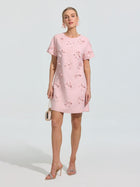 Beaded Floral Appliqué Dress - Social Queen