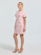 Beaded Floral Appliqué Dress - Social Queen
