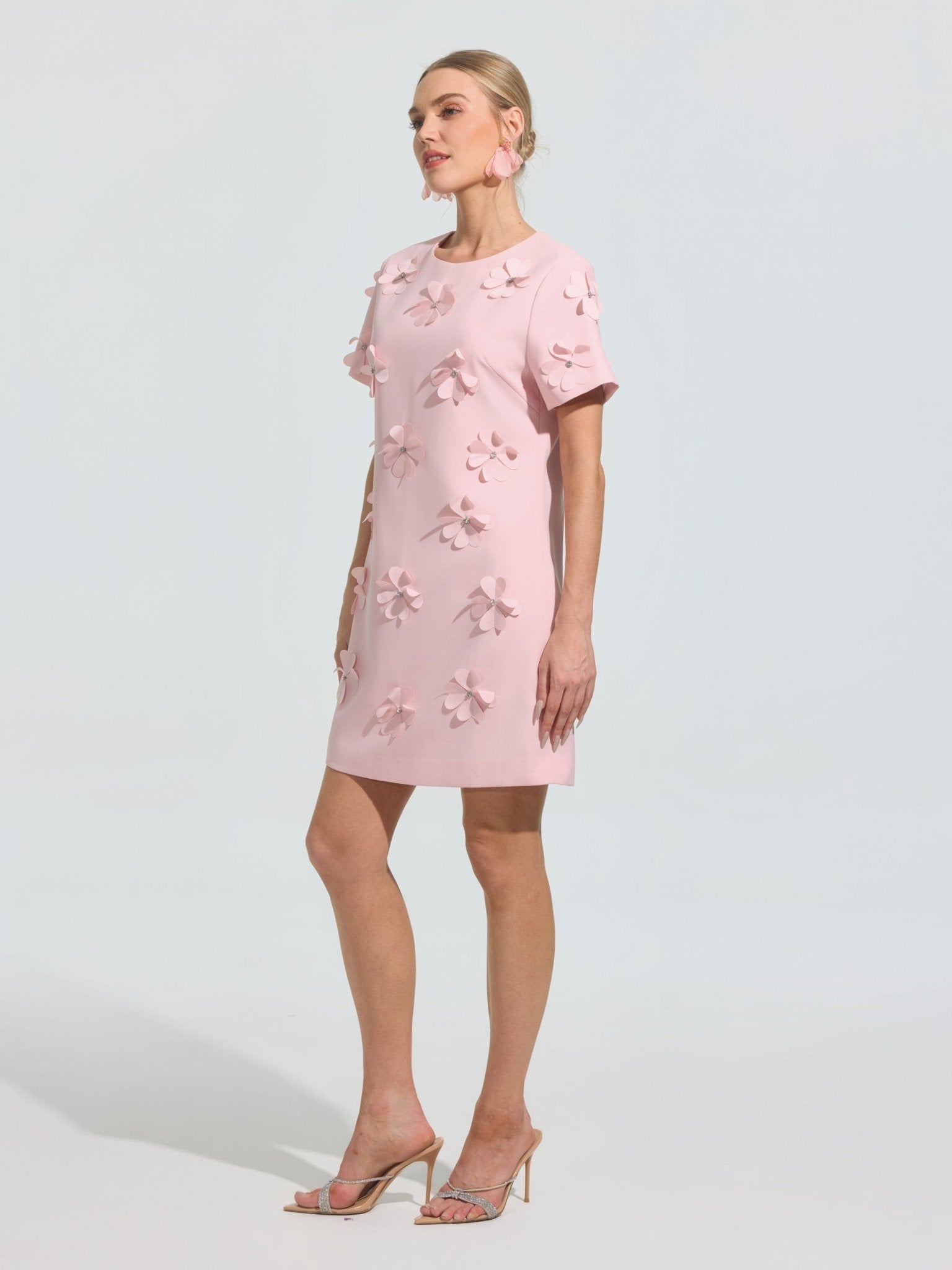 Beaded Floral Appliqué Dress - Social Queen