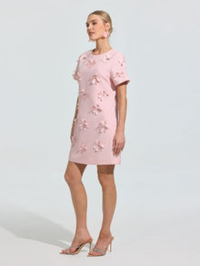 Beaded Floral Appliqué Dress - Social Queen