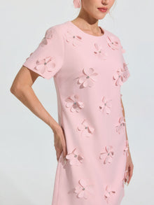 Beaded Floral Appliqué Dress - Social Queen