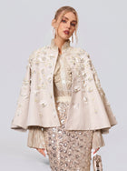 Beaded Floral Cape Jacket - Social Queen