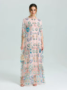 Beaded Floral Embellished Cape Gown - Social Queen
