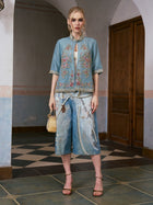 Beaded Floral Embroidered Silk Jacket - Social Queen