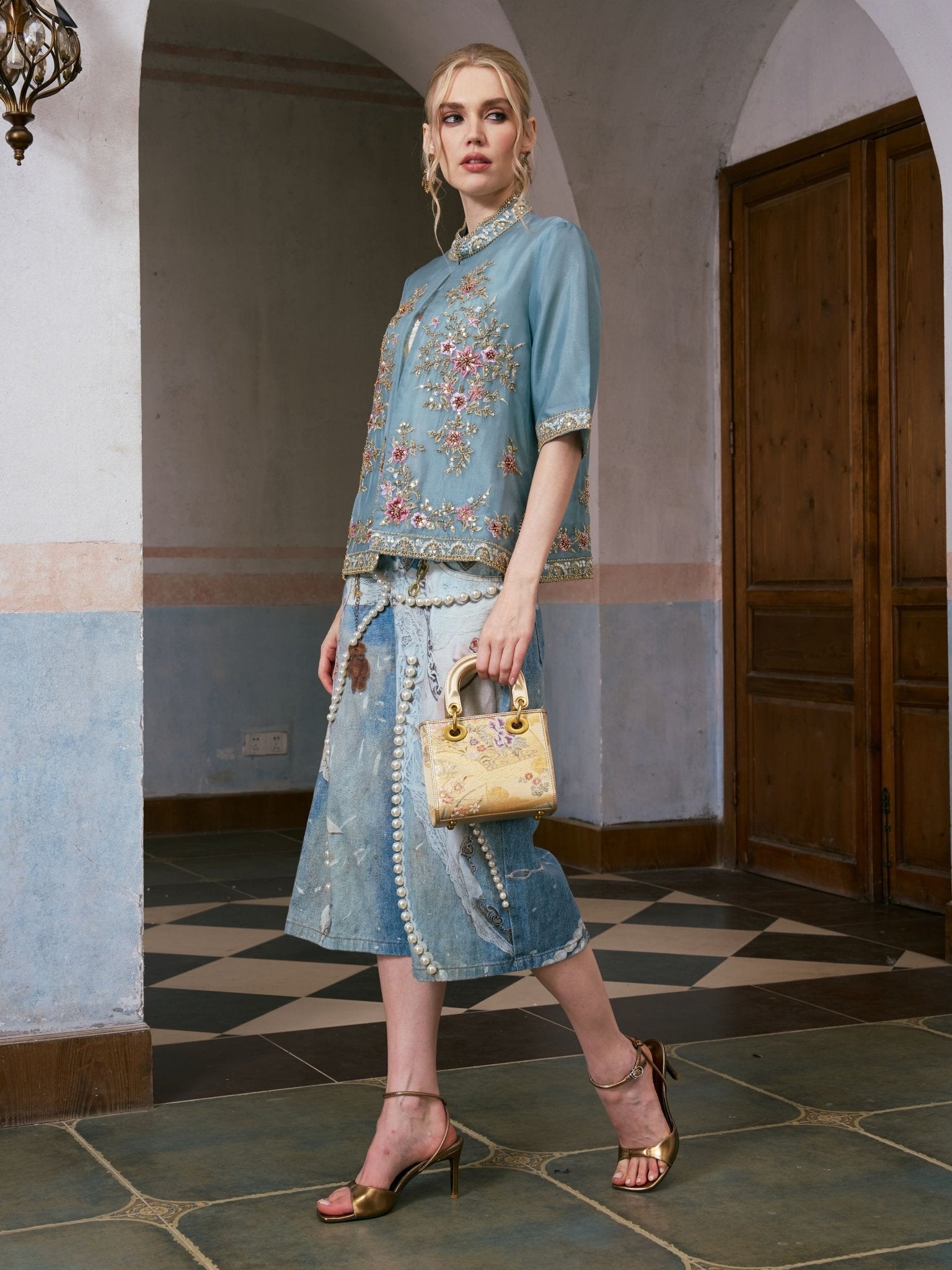 Beaded Floral Embroidered Silk Jacket - Social Queen