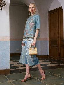 Beaded Floral Embroidered Silk Jacket - Social Queen