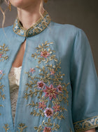 Beaded Floral Embroidered Silk Jacket - Social Queen