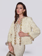 Beaded Floral Embroidered Tweed Jacket - Social Queen