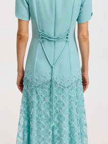 Beaded Floral Lace Patchwork Dress - Social Queen