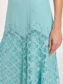 Beaded Floral Lace Patchwork Dress - Social Queen