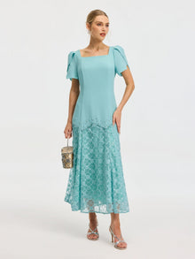 Beaded Floral Lace Patchwork Dress - Social Queen