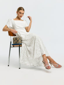 Beaded Floral Lace Patchwork Dress - Social Queen