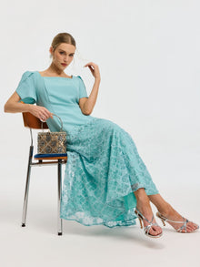Beaded Floral Lace Patchwork Dress - Social Queen