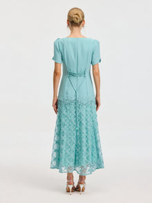Beaded Floral Lace Patchwork Dress - Social Queen