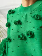 Beaded Floral Pleated Midi Dress - Social Queen