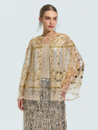 Beaded Floral Sequin Cape - Social Queen