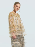 Beaded Floral Sequin Cape - Social Queen