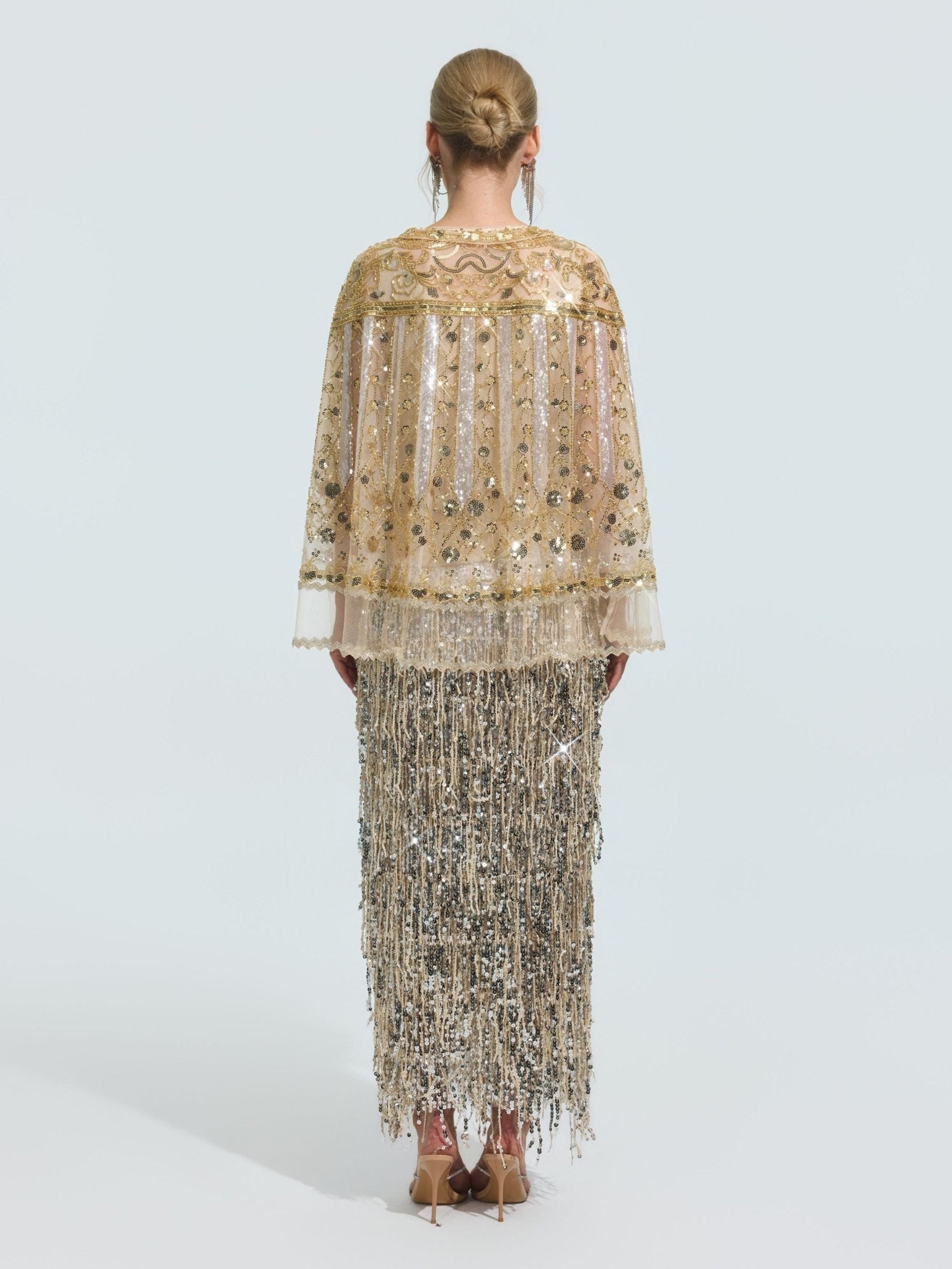 Beaded Floral Sequin Cape - Social Queen
