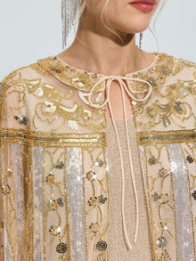 Beaded Floral Sequin Cape - Social Queen