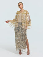 Beaded Floral Sequin Cape - Social Queen