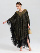 Beaded Fringe Cape Dress - Social Queen