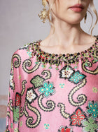 Beaded Printed Silk Kaftan Dress - Social Queen