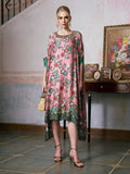 Beaded Printed Silk Kaftan Dress - Social Queen